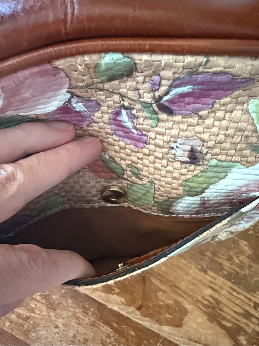 Patricia Nash Straw Dome Satchel Crackled Rose - Picture 4 of 10